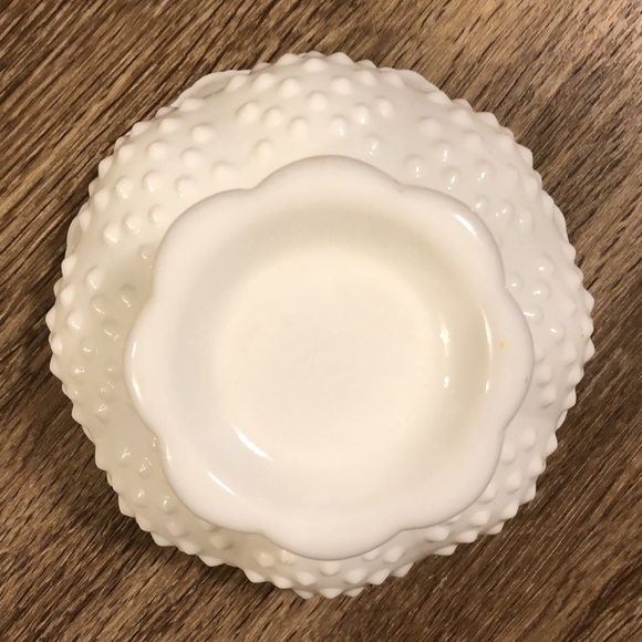 Vintage Fenton Glass Hobnail Candlestick Holder Centerpiece Bowl Wedding Decor - Picture 3 of 3